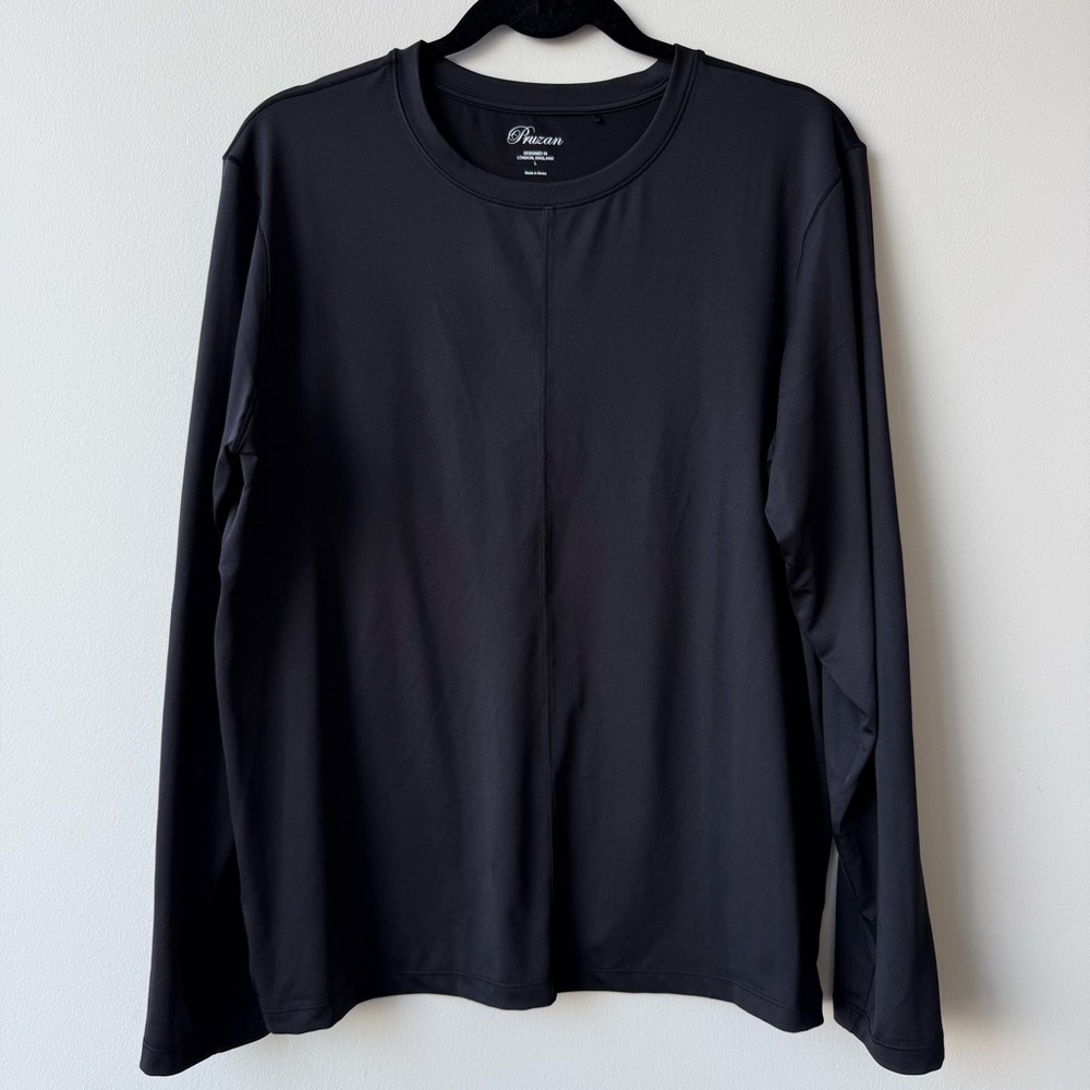 Pruzan Black Long Sleeve Running Tee, Size L